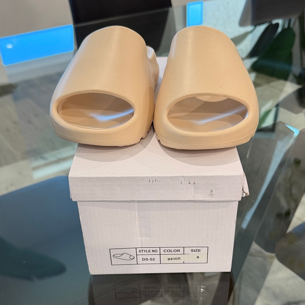 Beige Slide Sandals